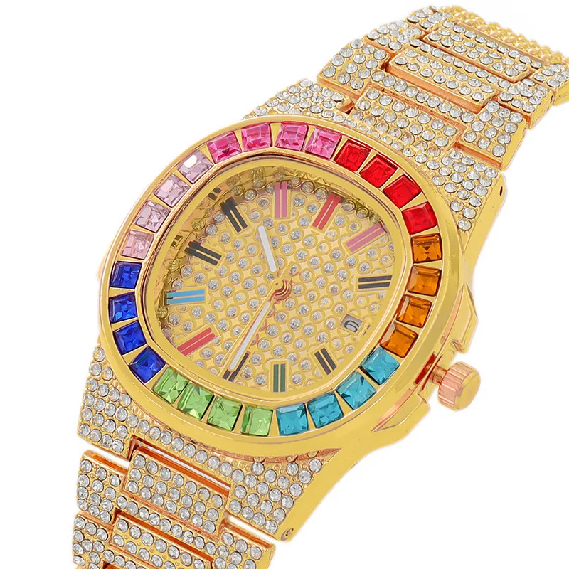 2021 wholesale custom fashion luxury iced out ladies wristwatches Gold quartz Colorful Diamond Watch for men
2021 wholesale custom fashion luxury iced out ladies wristwatches Gold quartz Colorful Diamond Watch for men