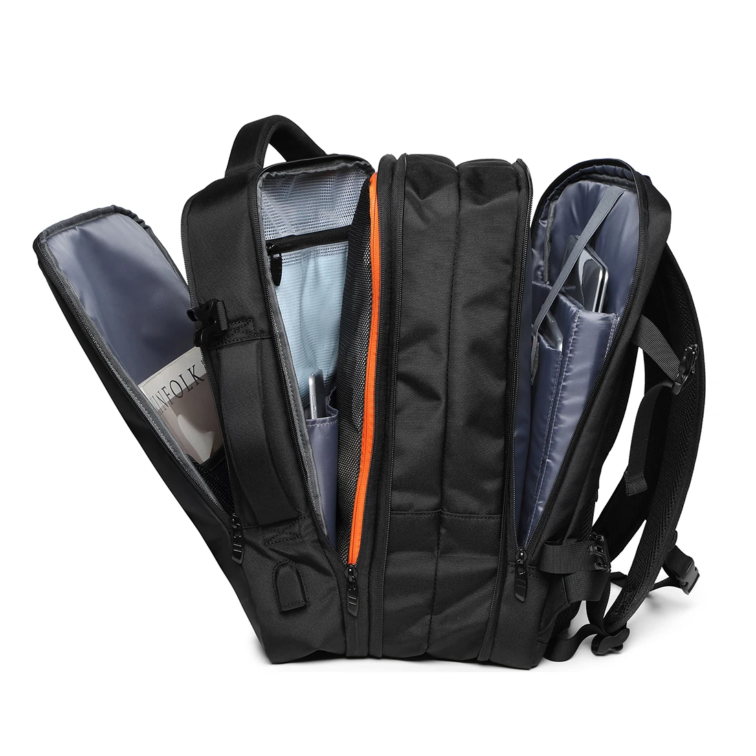 Hot sale new design smart USB recharge back pack bags travel men notebook laptops mochilas high-capacity backpacks, Black
Hot sale new design smart USB recharge back pack bags travel men notebook laptops mochilas high-capacity backpacks, Black