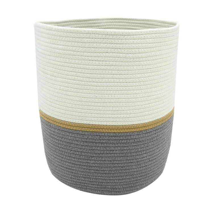2021 hot-selling household folded kid toy clothes large cotton rope woven storage basket with handles, White& khaki& grey
2021 hot-selling household folded kid toy clothes large cotton rope woven storage basket with handles, White& khaki& grey
