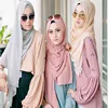 high quality hot women muslim solid plain chiffon hijabs long georgette scarf shawls islamic headwear wraps scarves