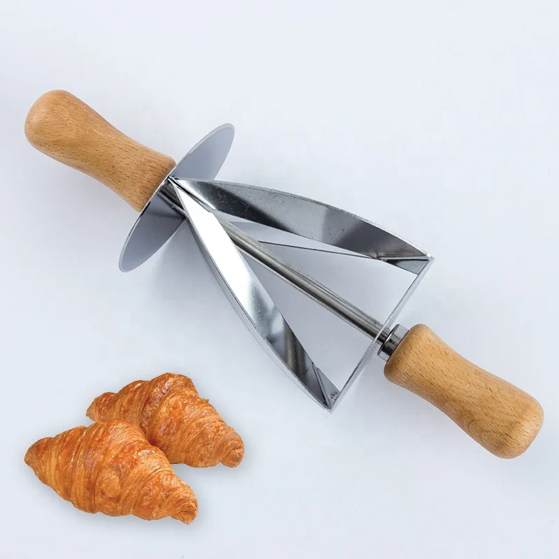 Rolling Knife Kitchen Baking Tools Stainless Steel Croissant Roller Slicer with Wooden Handle, As picture
Rolling Knife Kitchen Baking Tools Stainless Steel Croissant Roller Slicer with Wooden Handle, As picture