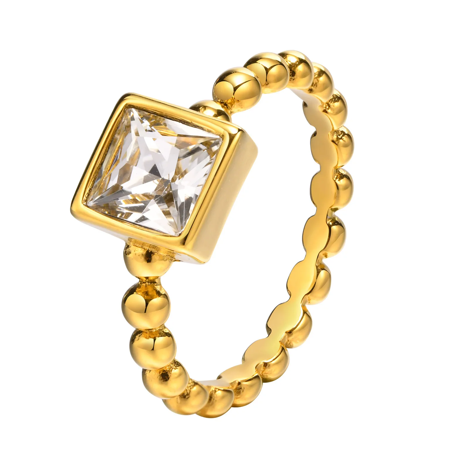Big Square Diamond Stainless Steel Cubic Zirconia Ball Gold Plated Women Simple Party Ring
Big Square Diamond Stainless Steel Cubic Zirconia Ball Gold Plated Women Simple Party Ring