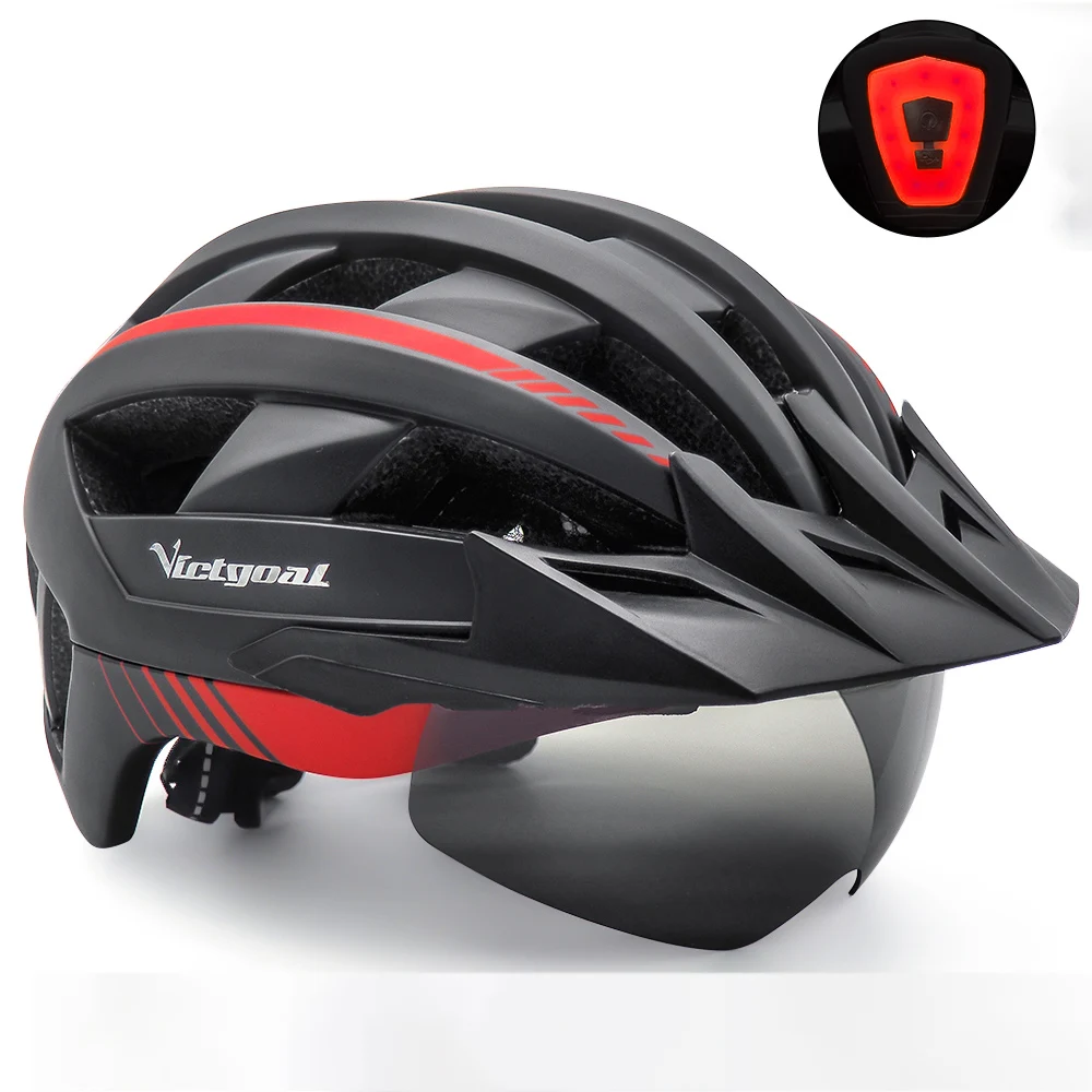 VICTGOAL Goggle Bike Helmet with USB Rechargeable LED Light & Sun Visor Men OEMODM bicycle casque cycling helmets Cycling Helmet
VICTGOAL Goggle Bike Helmet with USB Rechargeable LED Light & Sun Visor Men OEMODM bicycle casque cycling helmets Cycling Helmet