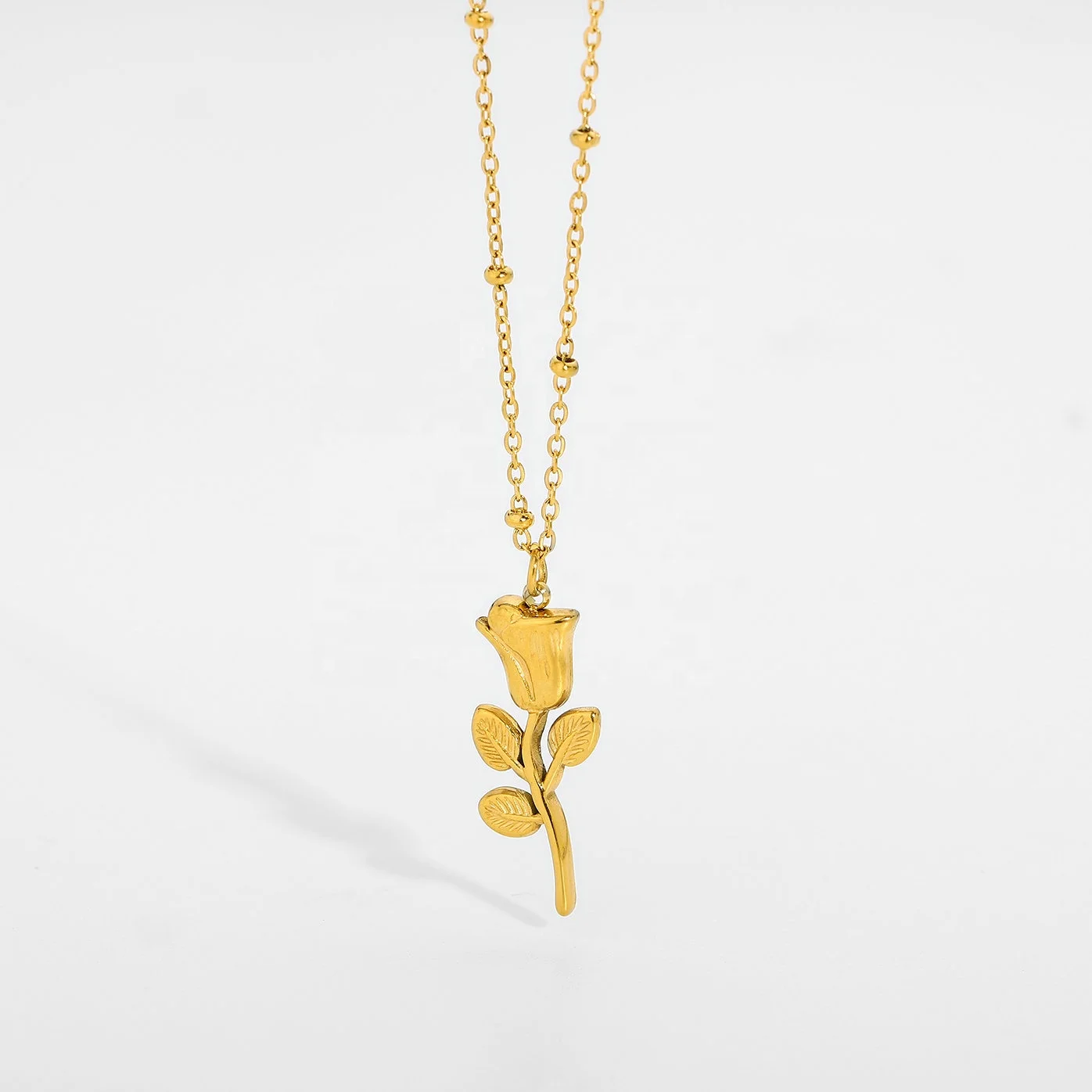 French Romantic Rose Pendant Necklace Lovely Jewelry For Women 18K Gold Plated Stainless Steel Choker Neckalces
French Romantic Rose Pendant Necklace Lovely Jewelry For Women 18K Gold Plated Stainless Steel Choker Neckalces