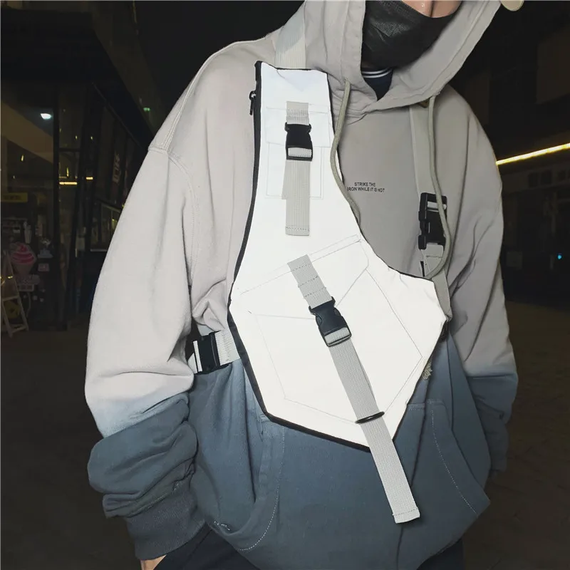 Unisex Streetwear Vest Bags Tactical Reflective Chest Bag Custom Hip-Hop Men Crossbody Bags Chest, Gray/black/silver
Unisex Streetwear Vest Bags Tactical Reflective Chest Bag Custom Hip-Hop Men Crossbody Bags Chest, Gray/black/silver