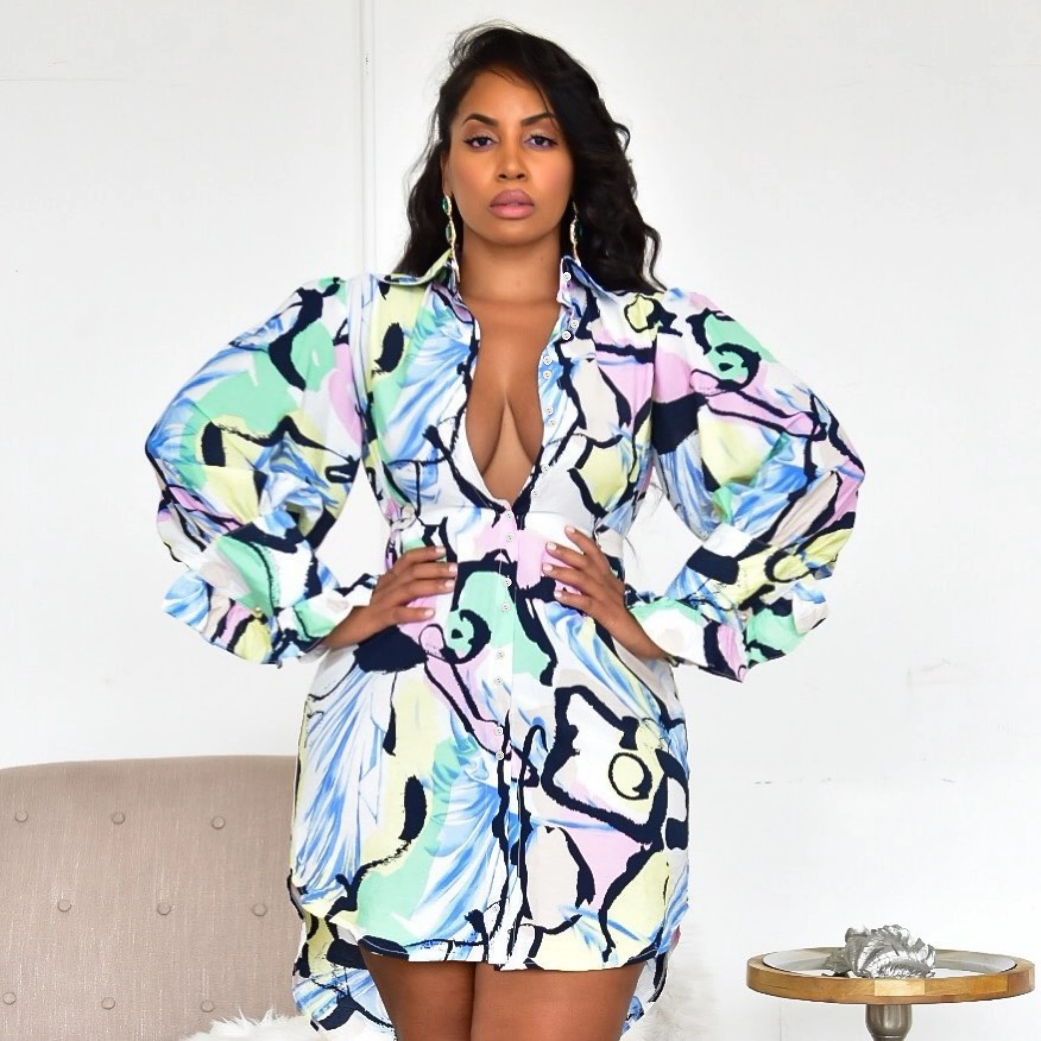 Celebrity sexy nightclub temperament shirt collar 3D digital printing slim long-sleeved bag hip dress H9617 #
Celebrity sexy nightclub temperament shirt collar 3D digital printing slim long-sleeved bag hip dress H9617 #