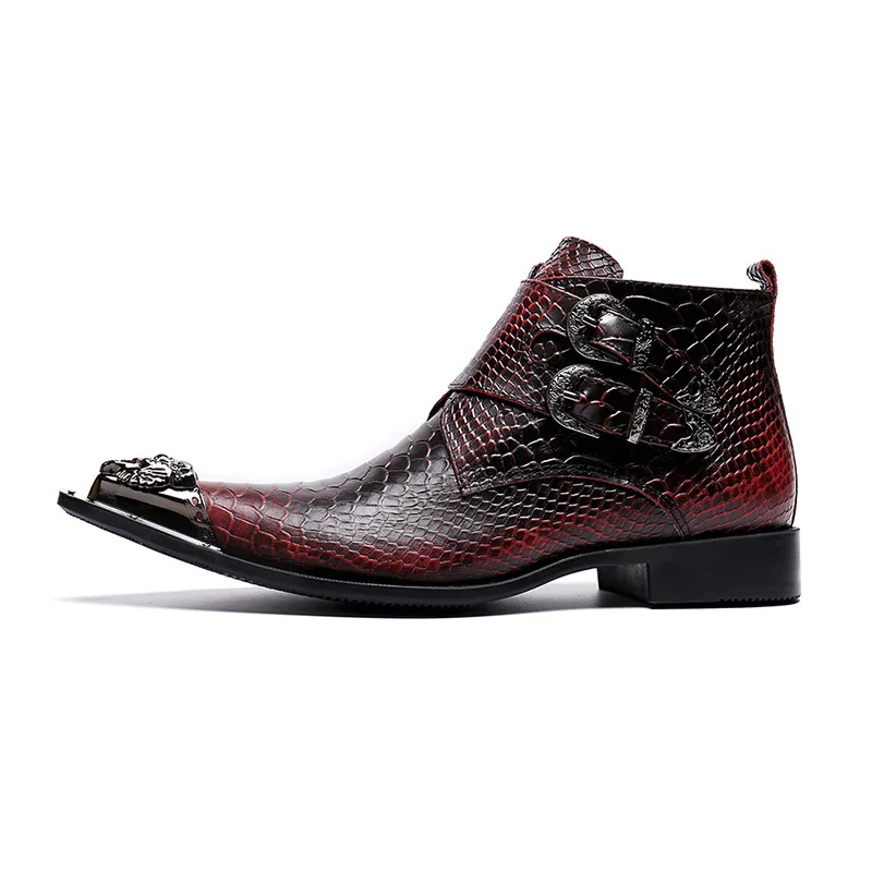 Factory Sale British Style Men's Leather Boots Plus Size Red Square Heel Steel Toe Zipper Belt Buckle Men's Leather Shoes
Factory Sale British Style Men's Leather Boots Plus Size Red Square Heel Steel Toe Zipper Belt Buckle Men's Leather Shoes