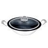 commercial round bottom stainless steel two handle stainless gas kitchen nonstick china wok