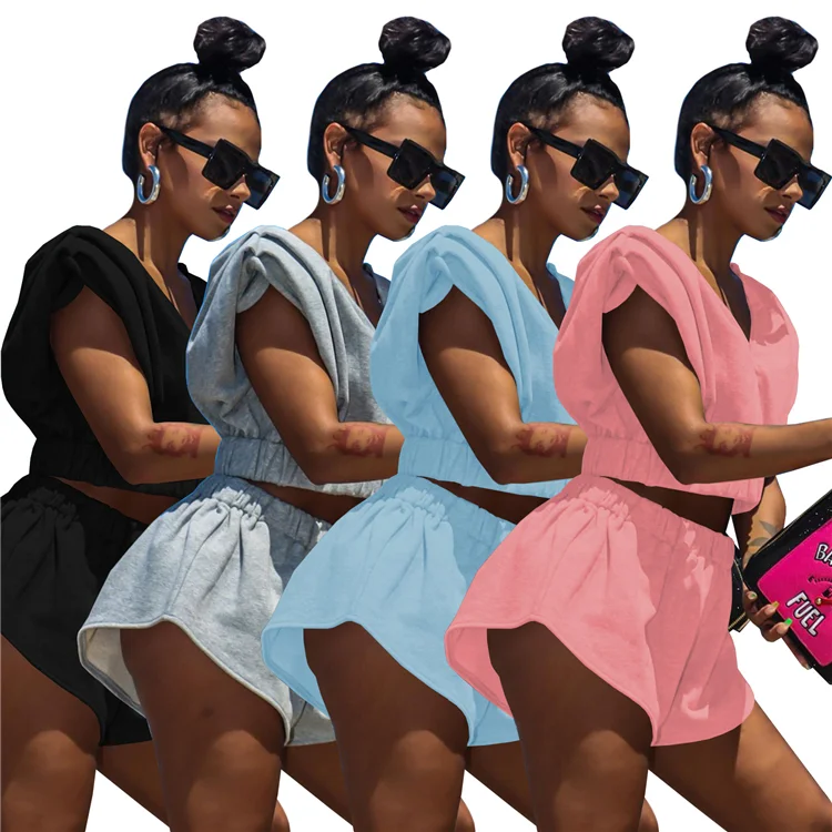 Casual Ladies 2pc Matching Outfits Zipper Plus Size Summer Women Two Piece Shorts Set, Picture shown 
Casual Ladies 2pc Matching Outfits Zipper Plus Size Summer Women Two Piece Shorts Set, Picture shown