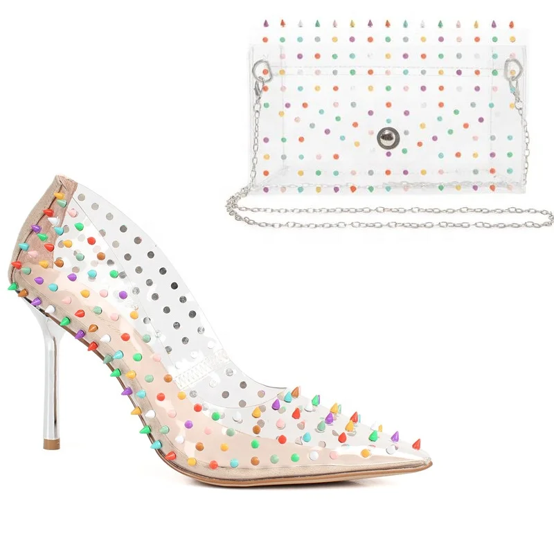 2021 New Ladies Fashion Shoes Custom Clear PVC Women High Heel Dress Shoes Candy Color Rivet Pointy Toe Ladies Pump Shoes, White
2021 New Ladies Fashion Shoes Custom Clear PVC Women High Heel Dress Shoes Candy Color Rivet Pointy Toe Ladies Pump Shoes, White
