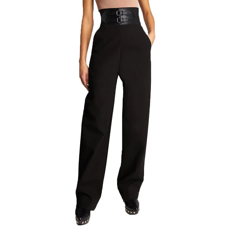 TWOTWINSTYLE Hot Sale Pant High Waist Black Leather Belt Patchwork Pockets Pants For Women
TWOTWINSTYLE Hot Sale Pant High Waist Black Leather Belt Patchwork Pockets Pants For Women