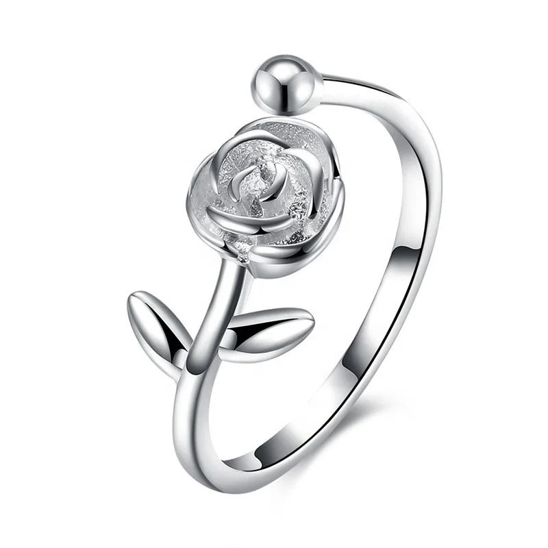 Unique SilverJewelry 18K Platinum Plated Pure Sterling Silver Open Rose Flower Finger Ring Fashion Girl's Silver Rings Gift
Unique SilverJewelry 18K Platinum Plated Pure Sterling Silver Open Rose Flower Finger Ring Fashion Girl's Silver Rings Gift