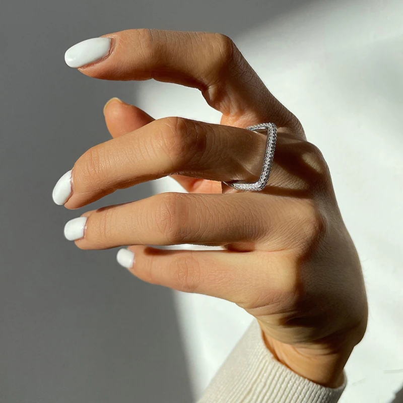 Silver Color Mixed Semi Circle Square Rings Micro Setting Zircon Geometric Rings for Women Statement Jewelry Unisex
Silver Color Mixed Semi Circle Square Rings Micro Setting Zircon Geometric Rings for Women Statement Jewelry Unisex