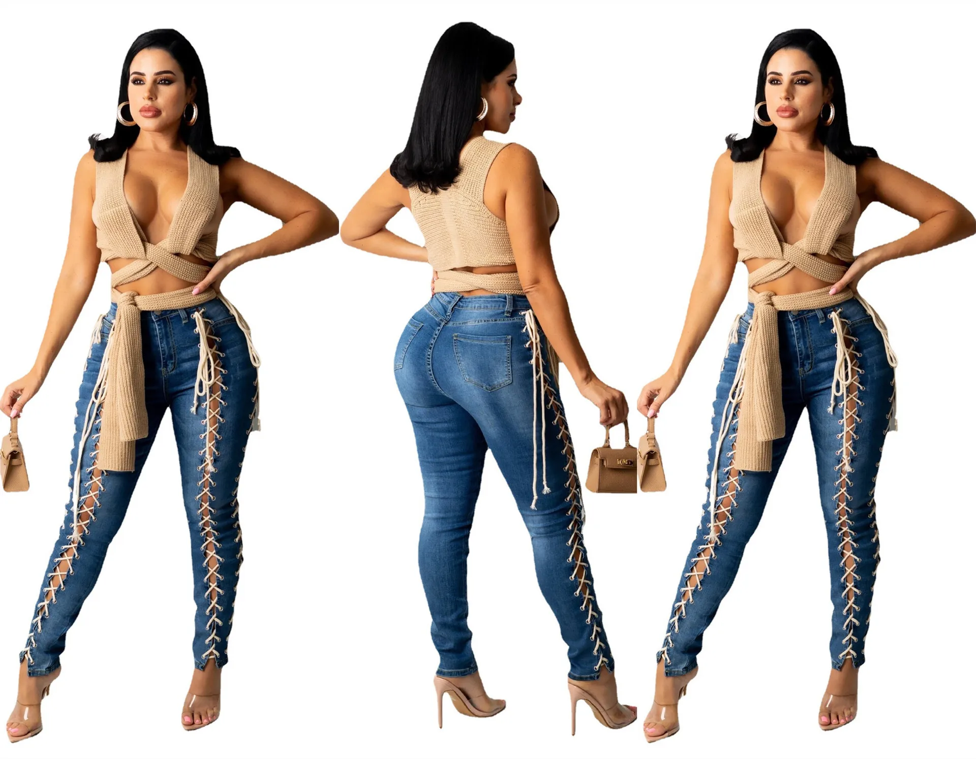 2021 Fall Casual Fashion Strap Hollow Out Sexy Long Pants Denim Jeans For Women, Mid blue
2021 Fall Casual Fashion Strap Hollow Out Sexy Long Pants Denim Jeans For Women, Mid blue