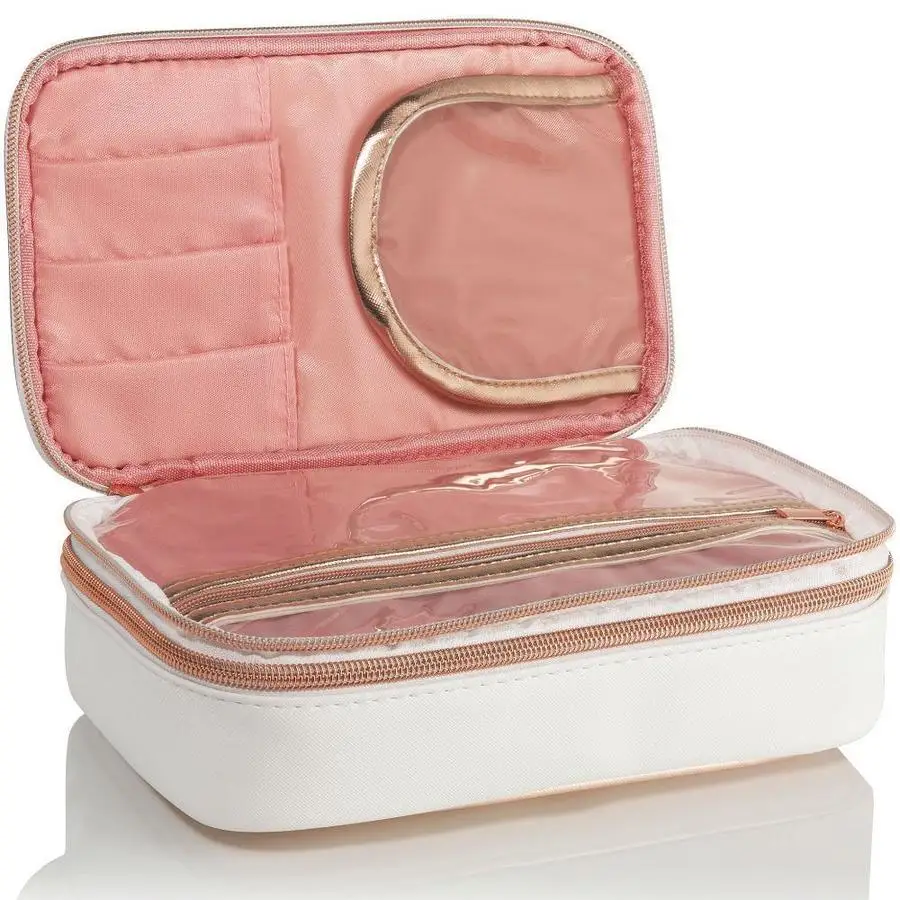 Travel Beauty Essensials Organizer Leather Rose Gold Cosmetic Case Bag, Red, beige, pink, light purple, blue, sky-blue, dark -navy
Travel Beauty Essensials Organizer Leather Rose Gold Cosmetic Case Bag, Red, beige, pink, light purple, blue, sky-blue, dark -navy