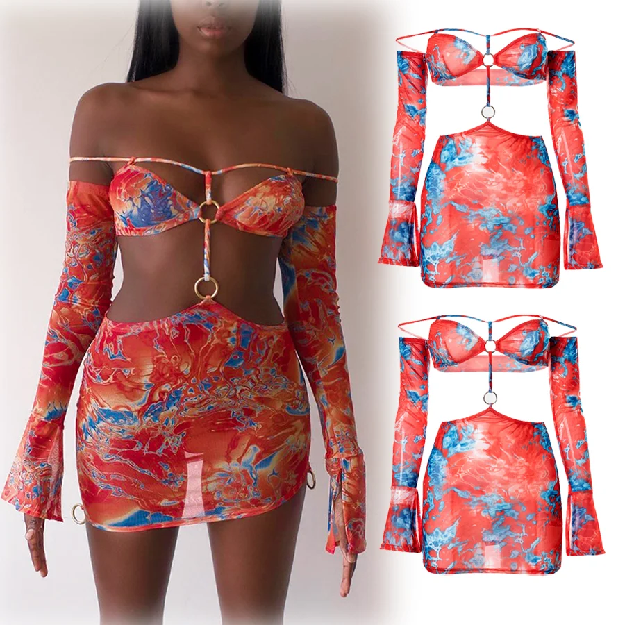 Women Sexy Bikini Flower Tube Crop Top Clothing Hollow Long Sleeve Mini Bodycon Dress Beachwear, Black,white 
Women Sexy Bikini Flower Tube Crop Top Clothing Hollow Long Sleeve Mini Bodycon Dress Beachwear, Black,white
