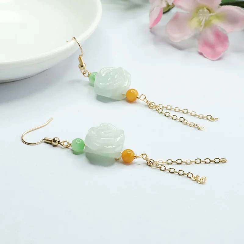 JYZ Natural A Cargo Jade Earrings Jade Flower Tassel Ear Hook Female Factory Wholesale Generation FC3040108
JYZ Natural A Cargo Jade Earrings Jade Flower Tassel Ear Hook Female Factory Wholesale Generation FC3040108