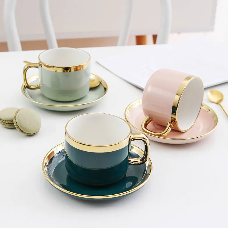 New Trend Nordic Style Gold Rim Coffee Cup and Saucer Home Business Gift European Ceramic Mug Sets Custom Logo
New Trend Nordic Style Gold Rim Coffee Cup and Saucer Home Business Gift European Ceramic Mug Sets Custom Logo
