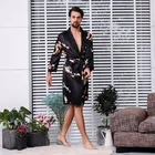 Couple silk pajamas men's long-sleeved large size suit sexy nightgown