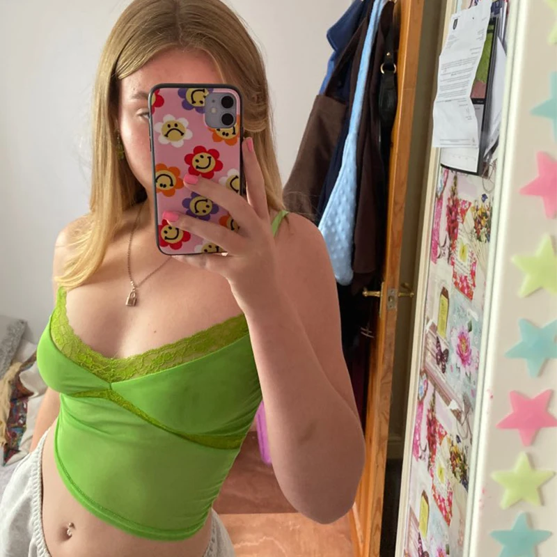 Lace Mesh Women Crop Top See Through Sexy Tank Top Backless Slim E-Girl Camis Sleeveless Summer New Streetwear Y2K Top, Green
Lace Mesh Women Crop Top See Through Sexy Tank Top Backless Slim E-Girl Camis Sleeveless Summer New Streetwear Y2K Top, Green