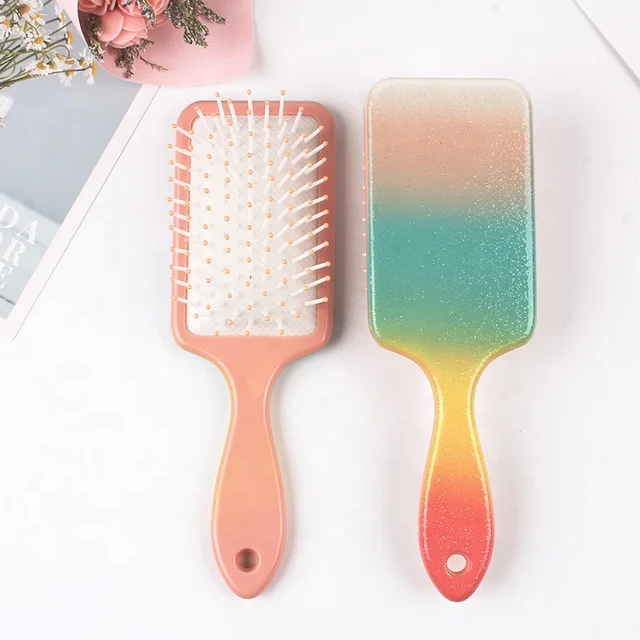 Professional Glitter Detangling Hair Brush Portable Handle Gradient Color Massage Paddle Hair Brush, As pictures
Professional Glitter Detangling Hair Brush Portable Handle Gradient Color Massage Paddle Hair Brush, As pictures