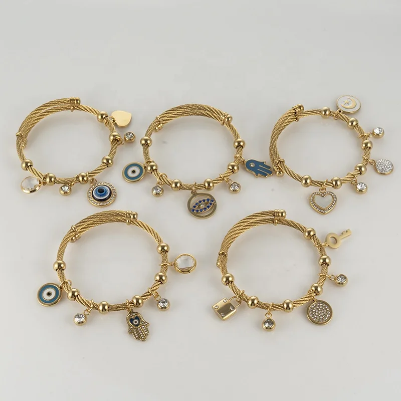 Islamic Turkey Stainless Steel Fatima Bracelet Titanium Steel Band Diamond Heart-shaped Shell Bracelet Blue Eye Bangle, White, gold
Islamic Turkey Stainless Steel Fatima Bracelet Titanium Steel Band Diamond Heart-shaped Shell Bracelet Blue Eye Bangle, White, gold