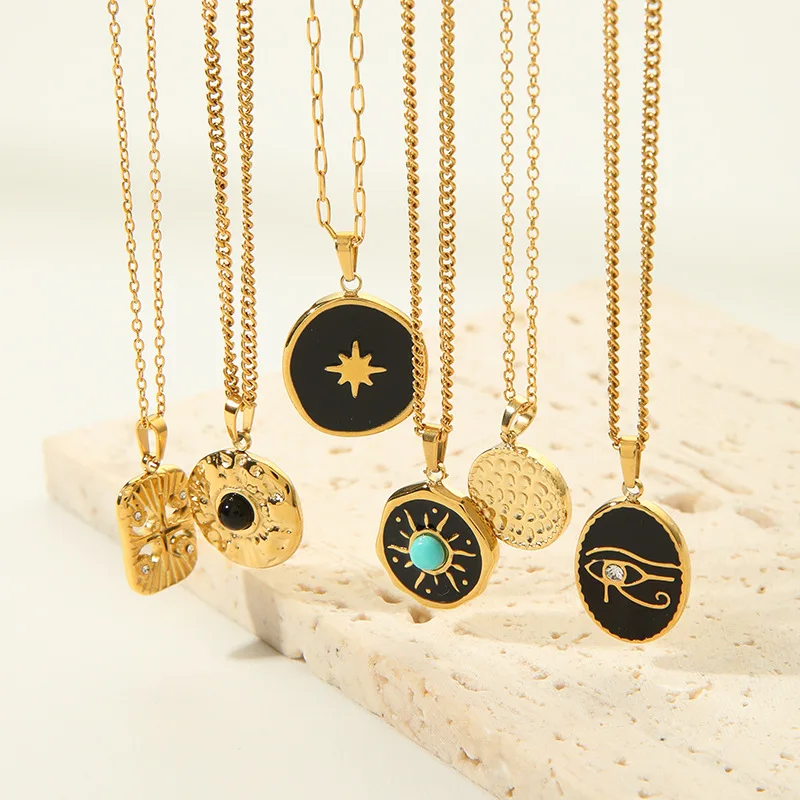 Luxury Stainless Steel Round Star Gold Chain Fashion Pendant Necklace Vintage Turquoise Necklace For Women's Gift Jewelry
Luxury Stainless Steel Round Star Gold Chain Fashion Pendant Necklace Vintage Turquoise Necklace For Women's Gift Jewelry