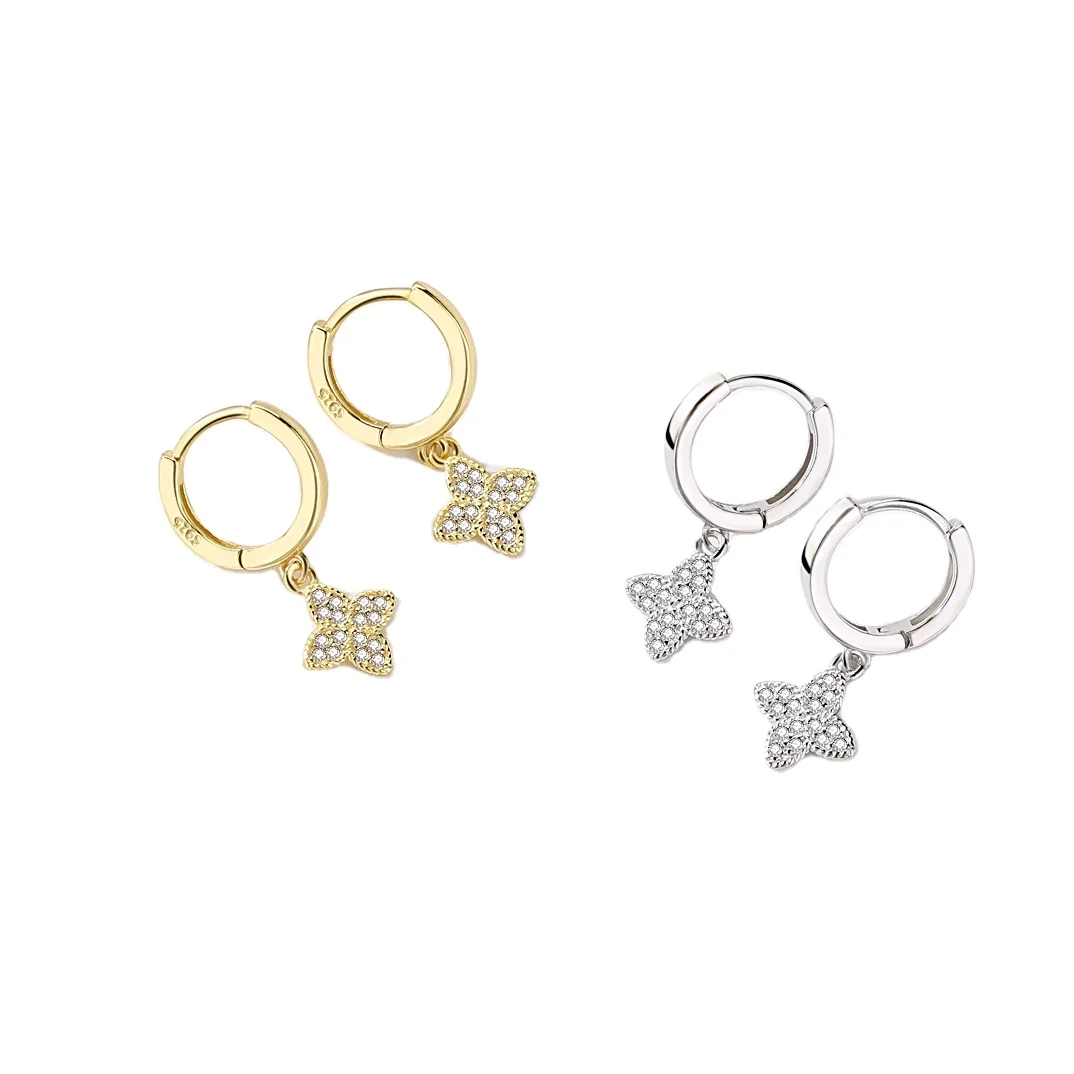 Delicate Ladies Silver Jewelry 925 Sterling Cross Flower Micro Zircon Drop Hoop Earring, White
Delicate Ladies Silver Jewelry 925 Sterling Cross Flower Micro Zircon Drop Hoop Earring, White