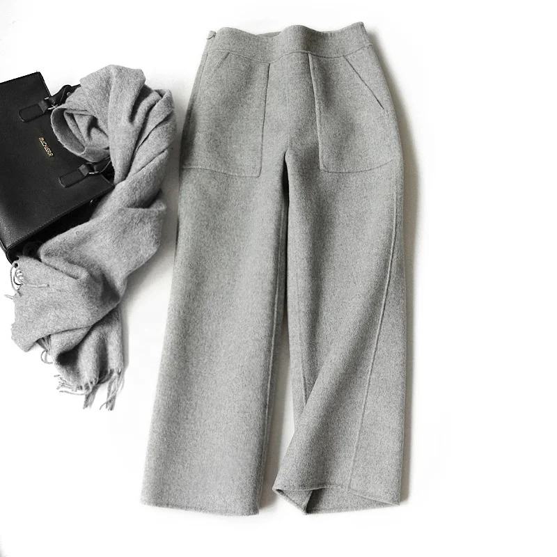 B23979A High-end double-sided woolen casual pants women's trousers wool wide-leg pants
B23979A High-end double-sided woolen casual pants women's trousers wool wide-leg pants