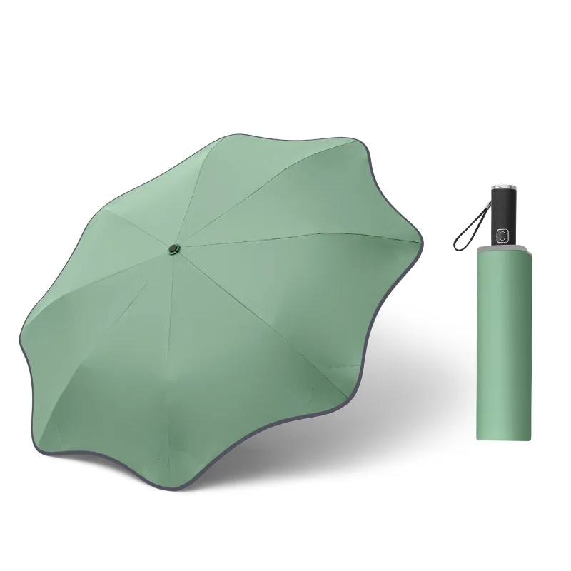 

Fully Automatic Umbrellas with Rounded Corners Nocturnal Reflective Safety Vinyl folding umbrella covered edge, Customized color