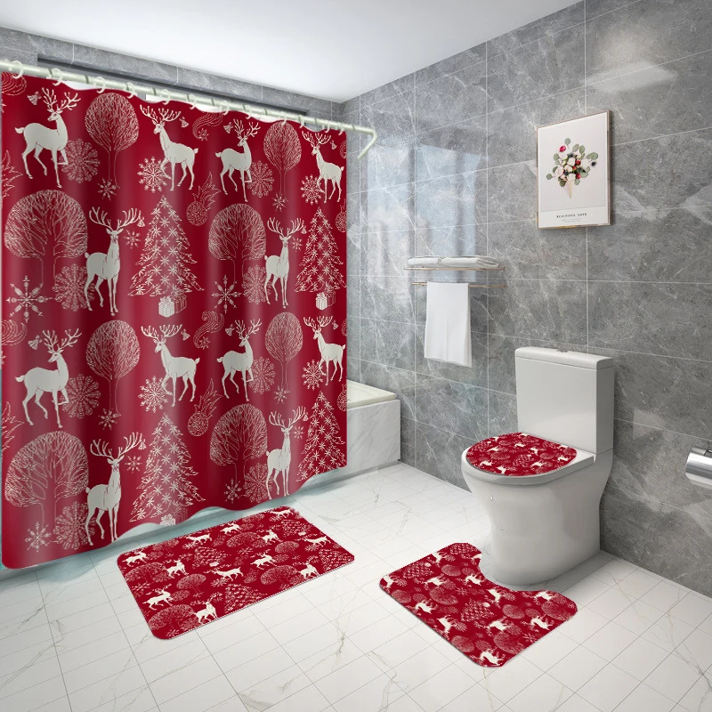Christmas animal and plant theme decoration bathroom shower curtain set bathroom curtain set 100% polyester custom bathroom set, Picture
Christmas animal and plant theme decoration bathroom shower curtain set bathroom curtain set 100% polyester custom bathroom set, Picture