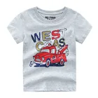 Plain Printed Cartoon Car Children's Custom Knitted Cotton Kids Boys Wearing T Shirts
