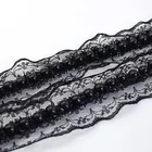 Deepeel C6-3 4cm DIY Wedding Dress Collar Sewing Clothes Accessory Decor Fabric Width Black White Pearl Beaded Lace