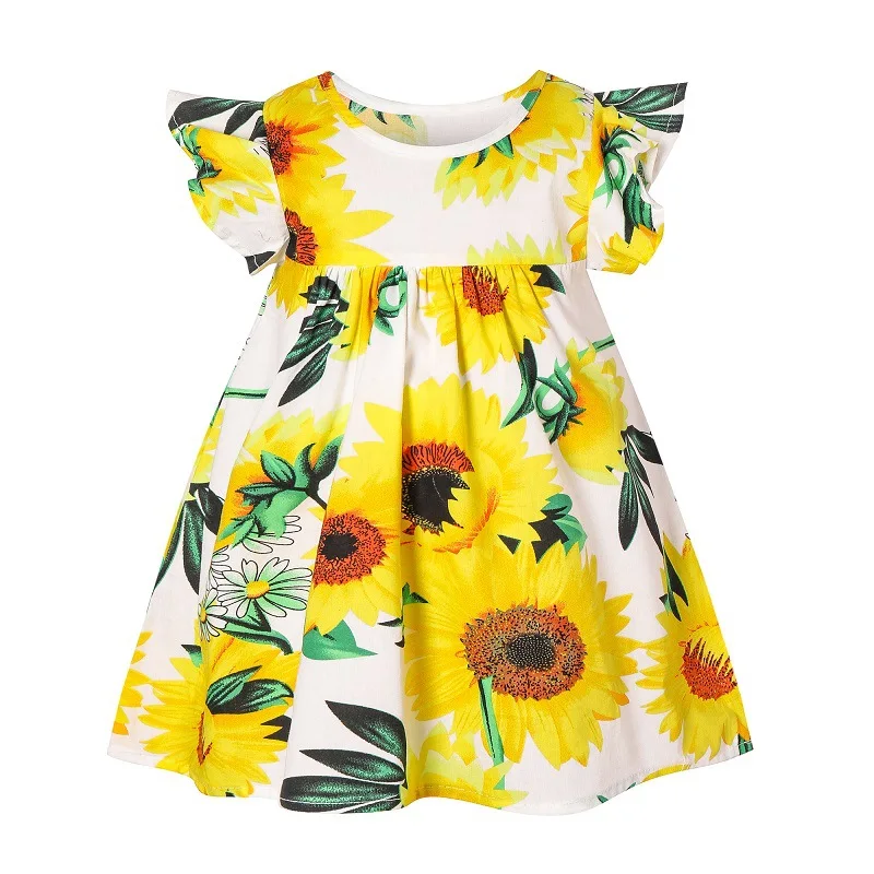 Wholesale girls cotton sunflower pattern printed short sleeve dress for toddler cute for festival dress
Wholesale girls cotton sunflower pattern printed short sleeve dress for toddler cute for festival dress