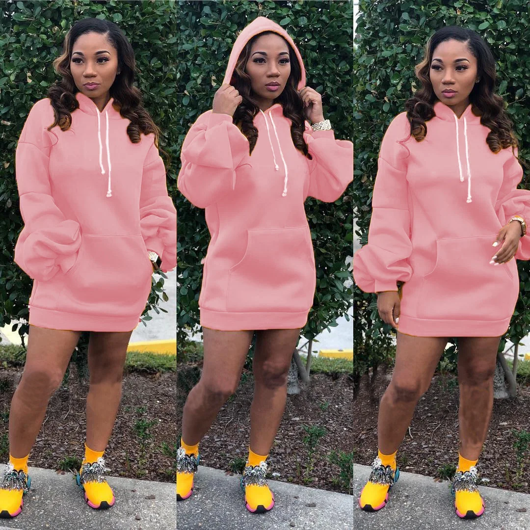 2021 Fall and winter solid-color casual sport hat Sleeve dress Lantern long sleeve women fashion hoodie dress
2021 Fall and winter solid-color casual sport hat Sleeve dress Lantern long sleeve women fashion hoodie dress