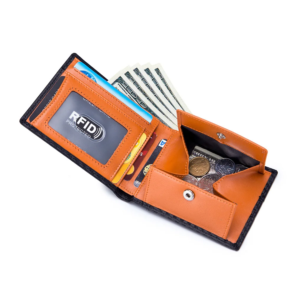 RFID Mens Wallet Bifold Wallet RFID Blocking Carbon Fiber Genuine Leather Wallet 2 Fold With Coin Pocket Card Window
RFID Mens Wallet Bifold Wallet RFID Blocking Carbon Fiber Genuine Leather Wallet 2 Fold With Coin Pocket Card Window