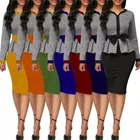 Spring Office Ladies Elegant Women Bodycon Dresses Tunic Long Sleeve High Waist Plus Size Vintage Dress