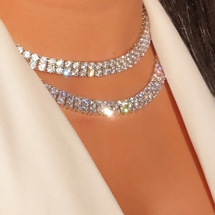 2 Row Tennis Chain Zirconia Necklace Hip Hop Jewelry Silver Plated For Women Men, Customized
2 Row Tennis Chain Zirconia Necklace Hip Hop Jewelry Silver Plated For Women Men, Customized