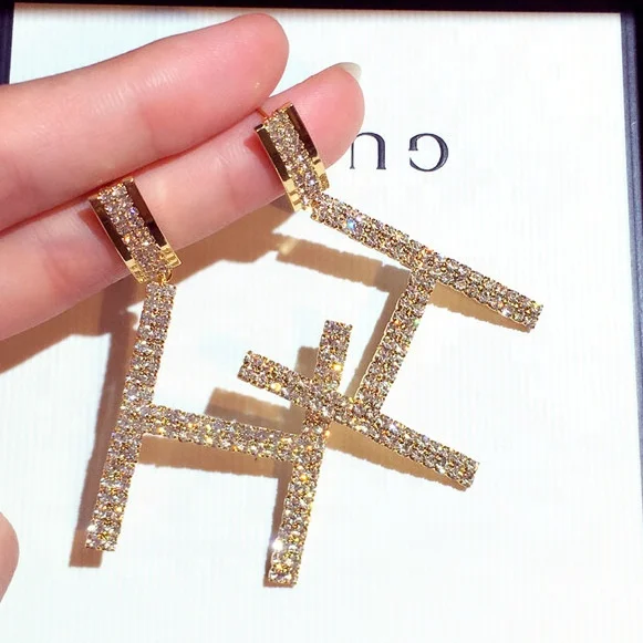 New Long Earrings For Women Dangle Earrings Fashion Jewelry Gold Color & Silver Color Rhinestone Letter Drop Earrings, Picture shows
New Long Earrings For Women Dangle Earrings Fashion Jewelry Gold Color & Silver Color Rhinestone Letter Drop Earrings, Picture shows