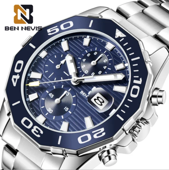 BEN NEVIS BN6031G Cross-border foreign trade business luxury men's quartz watch multifunctional fashion sports watch, 2colors
BEN NEVIS BN6031G Cross-border foreign trade business luxury men's quartz watch multifunctional fashion sports watch, 2colors