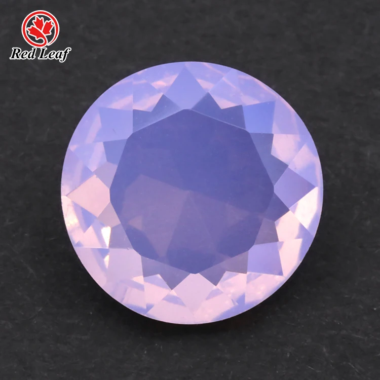 

Redleaf Jewelry Glass Gemstone Round brilliant Cut Glass Stone Pink Opal Glass Gems