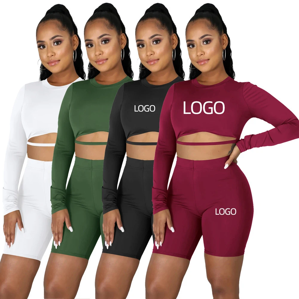 Wholesale fall solid color long sleeve hollow out casual two piece women clothing 2 piece short set
Wholesale fall solid color long sleeve hollow out casual two piece women clothing 2 piece short set