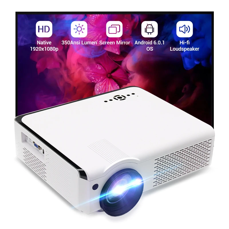 Wholesale LCD 1080P Digital Portable Projector Full HD 4K Home Theater Projectors, White
Wholesale LCD 1080P Digital Portable Projector Full HD 4K Home Theater Projectors, White