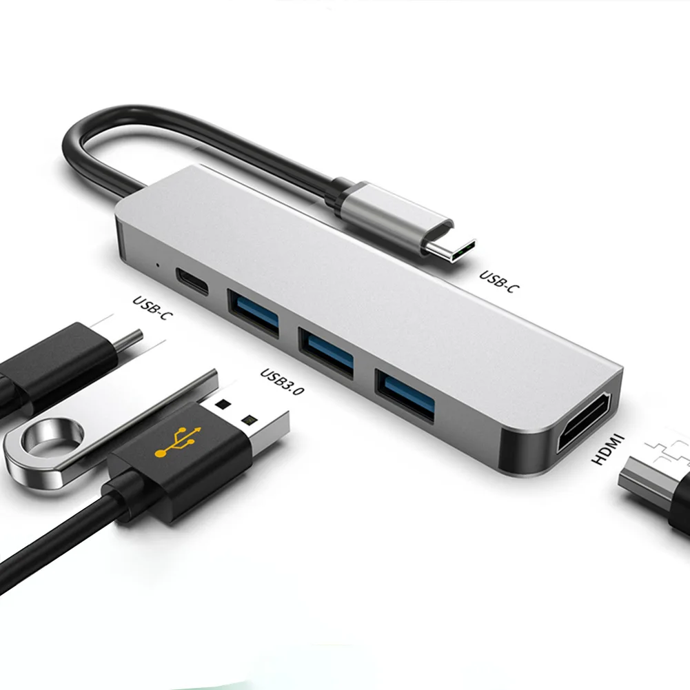 5 in 1 Type C to HDMI 4K USB 3.0 Docking Station USB-C Hub PD Fast Charging for Macbook, Matebook, Chromebook
5 in 1 Type C to HDMI 4K USB 3.0 Docking Station USB-C Hub PD Fast Charging for Macbook, Matebook, Chromebook