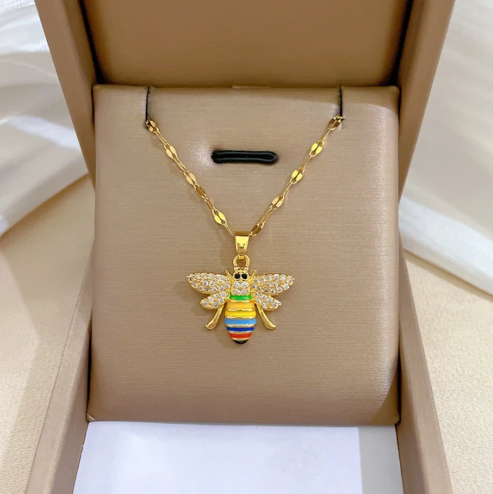 Diamond bee pendant stainless steel necklace for women girls fashion jewelry necklaces
Diamond bee pendant stainless steel necklace for women girls fashion jewelry necklaces