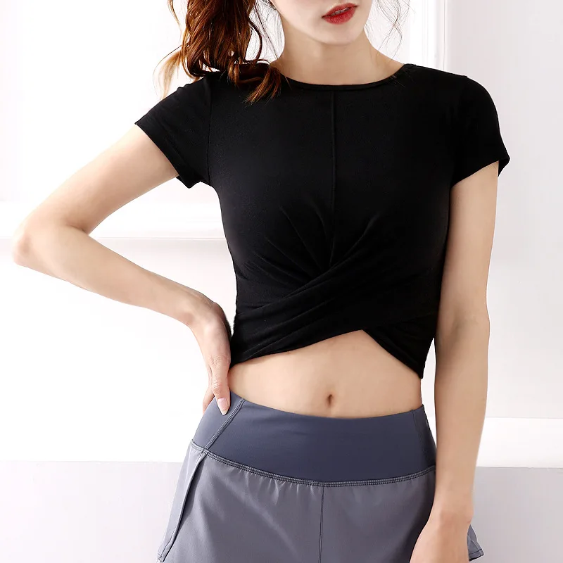 New sexy yoga fitness suit drape cross top sports short sleeve T-shirt woman, Picture
New sexy yoga fitness suit drape cross top sports short sleeve T-shirt woman, Picture