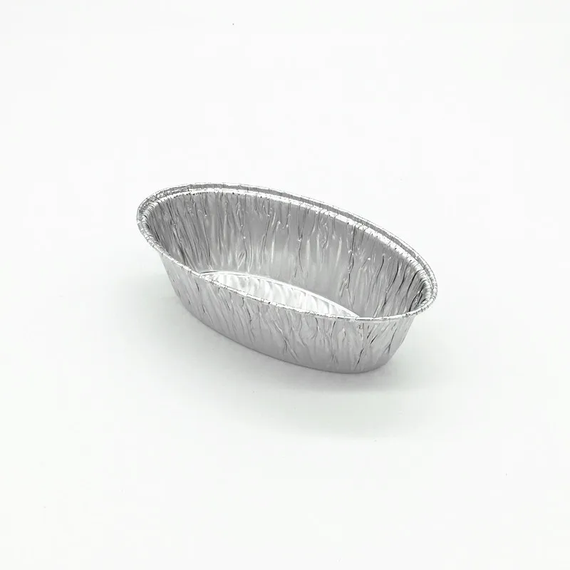 Food grade food packing tin box disposable small oval aluminum foil cake pans 325ml aluminum foil food container