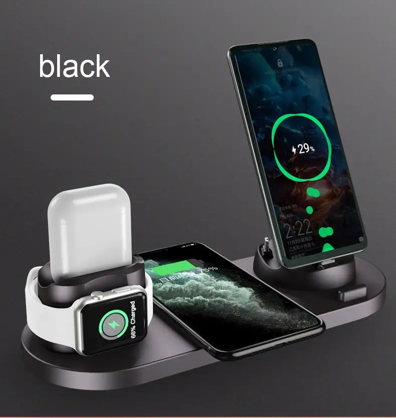 6 in 1 multi-function Aluminum Charging dock Stand for Apple Watch/Air-Pods/iphone, Black/white/pink
6 in 1 multi-function Aluminum Charging dock Stand for Apple Watch/Air-Pods/iphone, Black/white/pink