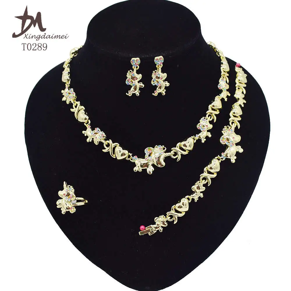 T0289 Colorful high quality colored diamond unicorn children's jewelry set 18K gold plated jewelry set for kids
T0289 Colorful high quality colored diamond unicorn children's jewelry set 18K gold plated jewelry set for kids