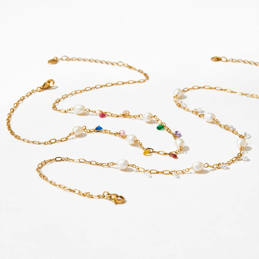 Bohemian Jewelry Colorful Zircon Natural Pearl Stone Charms Choker Necklaces Stainless Steel Pendant Necklace For Women
Bohemian Jewelry Colorful Zircon Natural Pearl Stone Charms Choker Necklaces Stainless Steel Pendant Necklace For Women